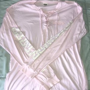 Victoria’s Secret pink long sleeve lace up shirt